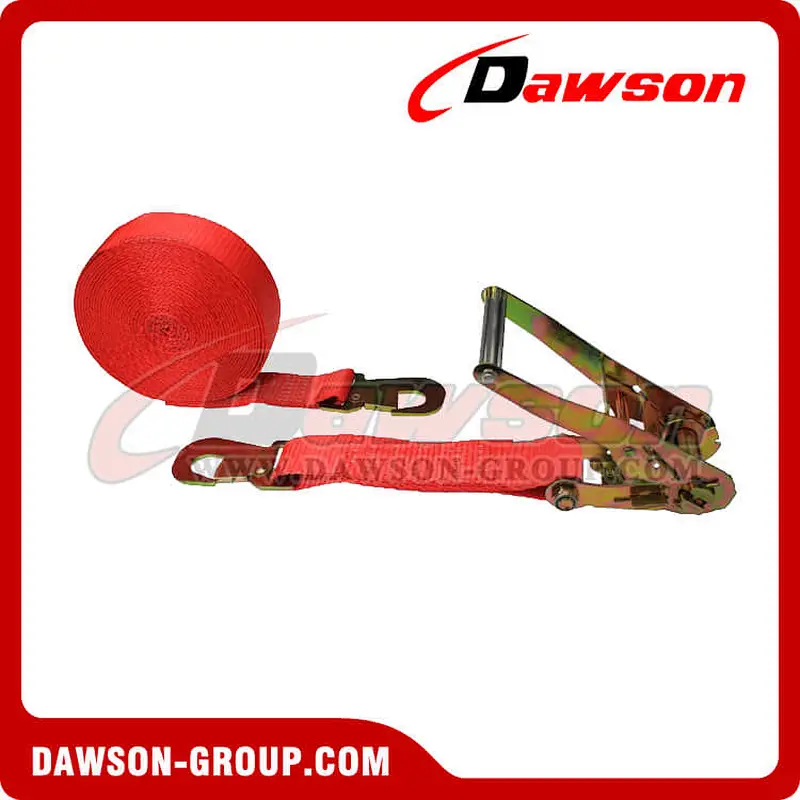 2 inch 30 feet RED Ratchet Strap with Flat Snap Hook - B.S