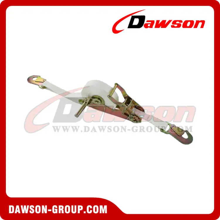 1'' x 15' Self Contained Ratchet Strap with Flat Snap Hooks and White Webbing - Dawson Group - china manufacturer supplier