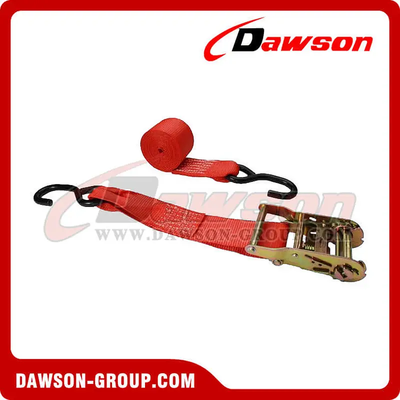 2 inch 8 feet RED Ratchet Strap with S-hooks