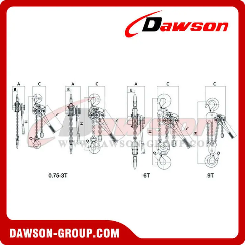 DSVL 0.5T 0.75T 1.5T 3T 6T 9T Lever Block for Construction Sites