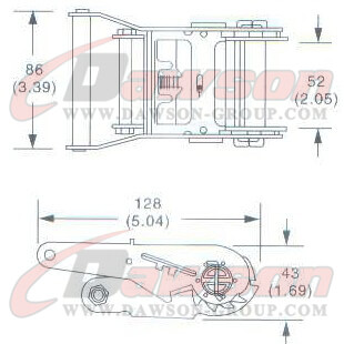 Drawing of DG-B010 2'' Ratchet Buckle, 50MM Ratchet Buckle,2000kgs - China Dawson Supplier