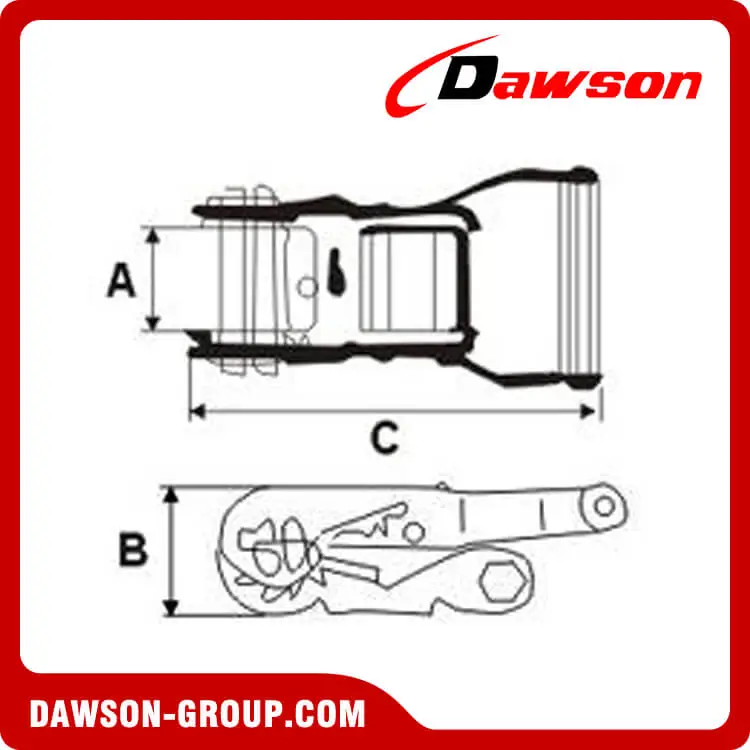 Drawing of 25mm-ratchet-buckle-with-plastic-handle - Dawson Group Ltd. - China manufacturer, Supplier, Factory