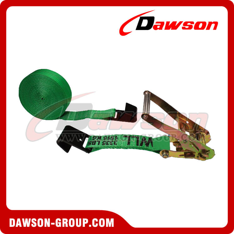 2'' x 30' GREEN Ratchet Strap with Black Flat Hook- china manufacturer supplier - Dawson Group