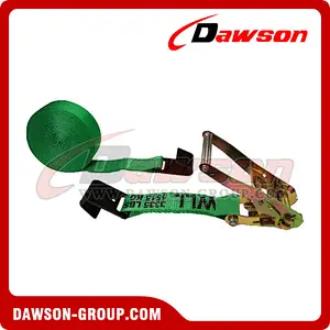 2 inch 18 feet GREEN Ratchet Strap with Black Flat Hook