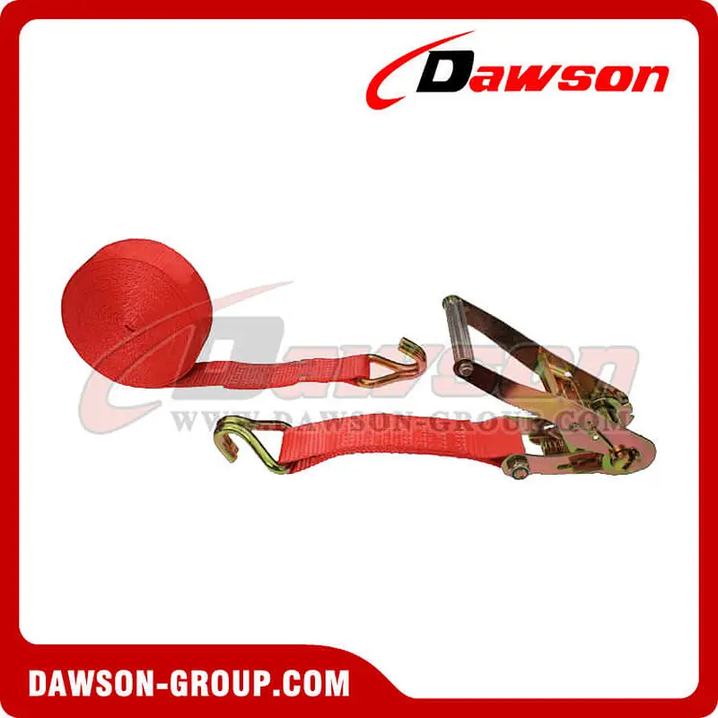 2 inch 30 feet RED Ratchet Strap with Double J Hook