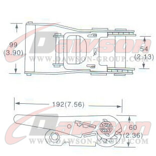 Drawing of DG-B003 2'' Ratchet Buckle,50MM Ratchet Buckle,3000kgs - China Dawson Supplier(1)