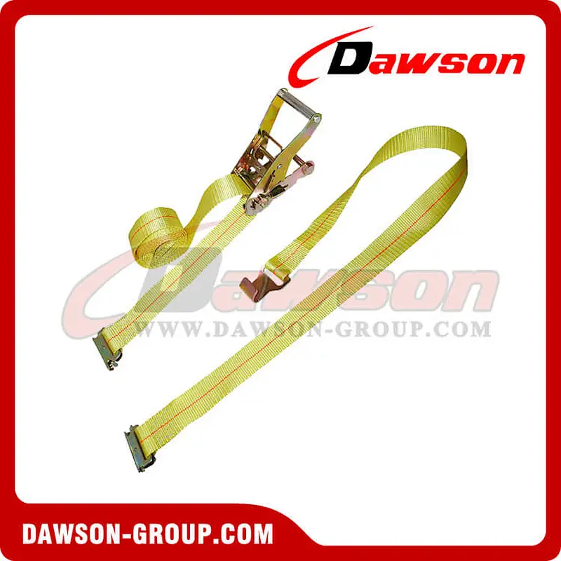 2 inch Heavy Duty Ratchet Strap with E-Fittings and Narrow Flat Hook