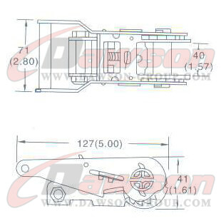 Drawing of DG-B013 1_5'' Ratchet Buckle, 35 38MM Ratchet Buckle,2000kgs - China Dawson Supplier