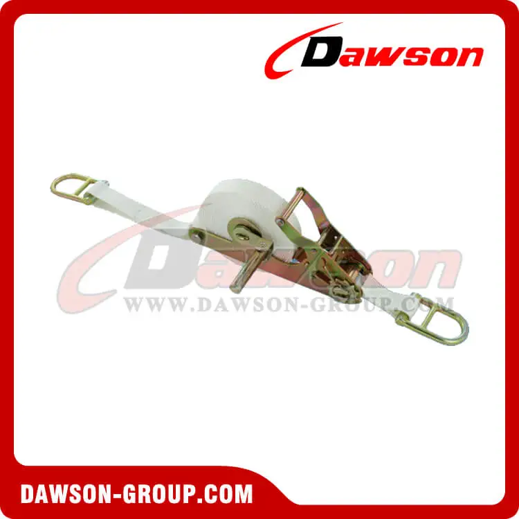 1'' x 15' Self Contained Ratchet Strap with Double D-Rings White Webbing - Dawson Group - china manufacturer supplier