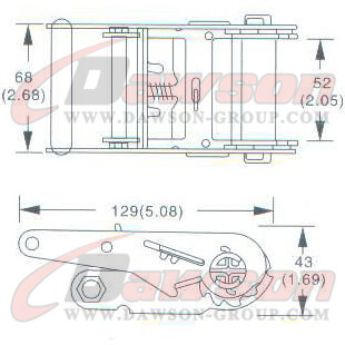 Drawing of DG-B011 1_5'' Ratchet Buckle, 35MM 38MM Ratchet Buckle,2000kgs - China Dawson Supplier