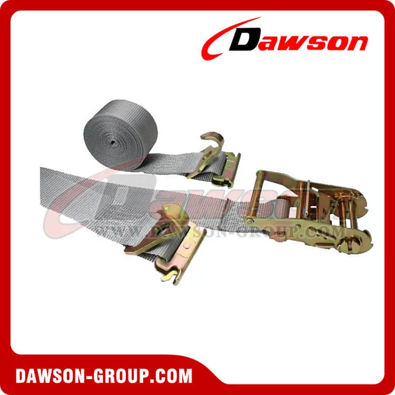 2 inch 16 feet Gray Ratchet Strap with 2 inch F Track Hooks and Spring E Fittings