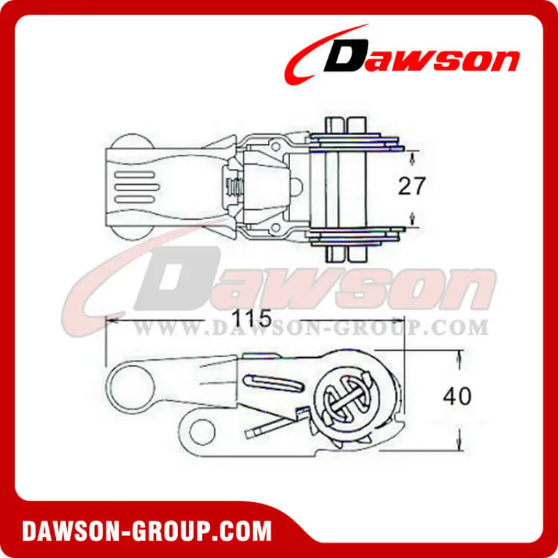 DSRB25082P B/S 850KG/1870LBS Plastic Handle Ratchet Buckle