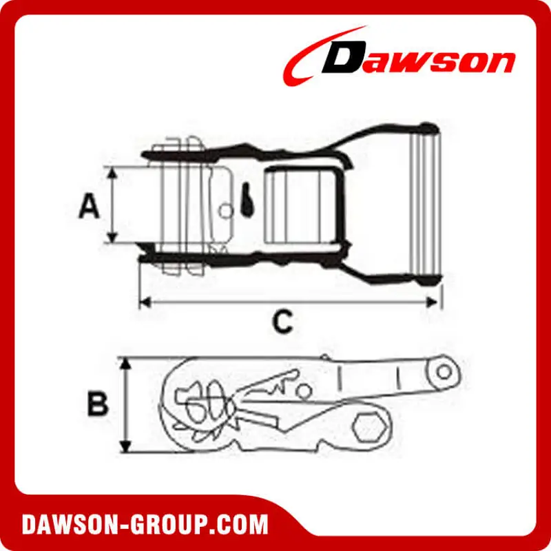 DSRB033 BS 800KG/1760LBS 25mm Ratchet Buckle With Plastic Handle