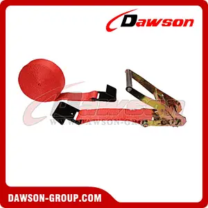 2 inch 30 feet RED Ratchet Strap with Black Flat Hook