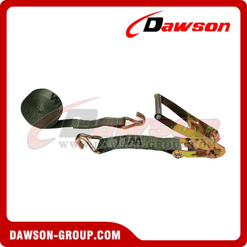 2 inch 18 feet OLIVE DRAB Ratchet Strap with Double J Hook