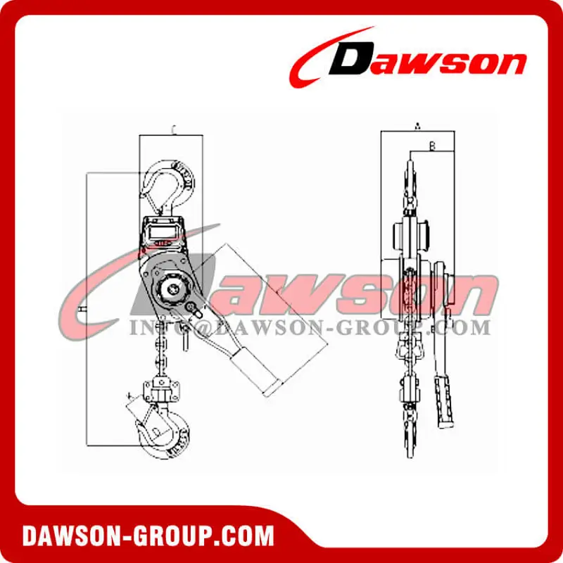 1000kg 2000kg Crane Scale Lever Hoist with Display for 1 Ton and 2 Ton