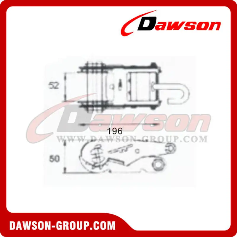 DSRB50514 Rubber Handle Stainless Steel Ratchet Buckle with J Hooks