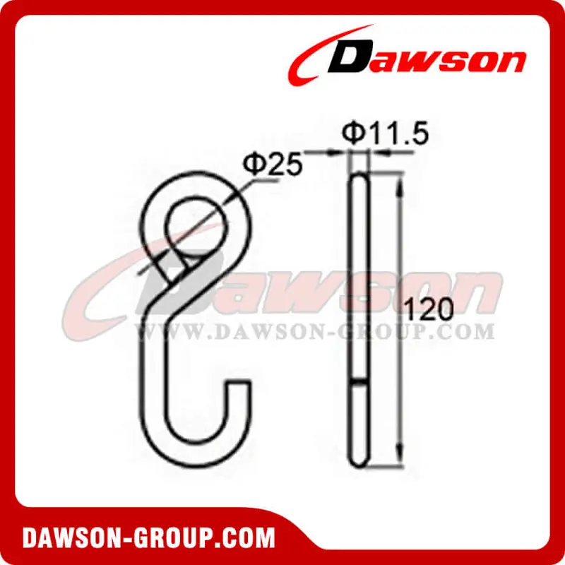 WHS2504 BS 1500KG/3300LBS 1 inch S Hook