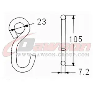 DSWHS014 BS 750KG  1650LBS S Hook With Plastic Coating