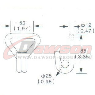 Drawing of DG-H002 2'' Double J Hook, 50MM Double J Hook,3000kgs - Dawson Group Ltd. - China Manufacturer, Supplier, Factory