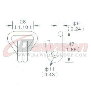 Drawing of DG-H010 1'' Double J Hook, 25MM Double J Hook,800kgs - Dawson Group Ltd. - China Manufacturer, Supplier, Factory