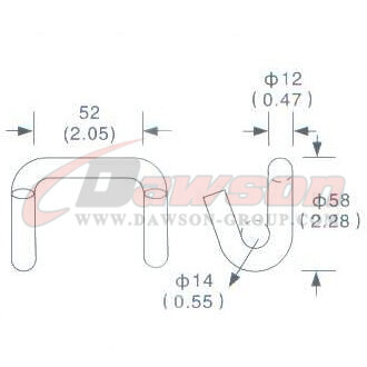 Drawing of DG-H012 2'' U Hook,50MM U Hook,3000kgs - Dawson Group Ltd. - China Manufacturer, Supplier, Factory