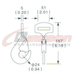 Drawing of DG-H013 2''Snap Twist Hook,50MM Snap Twist Hook,3000kgs - China Dawson Supplier