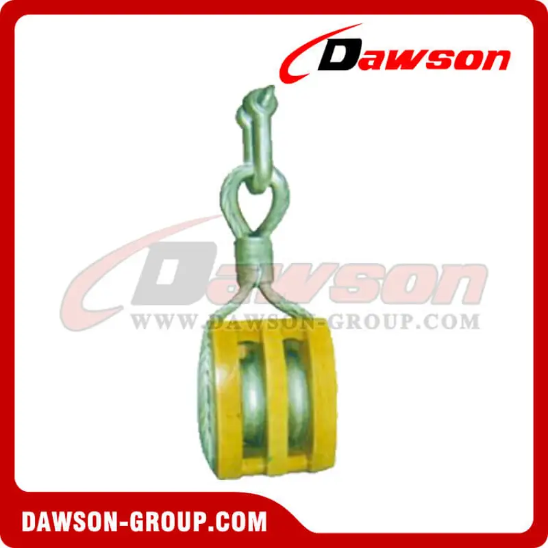 DS-B144 Nylon Rope Wooden Block Double Wheel