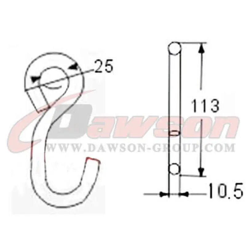 DSWHS003 BS 1600KG  3500LBS S Hook With Plastic Coating