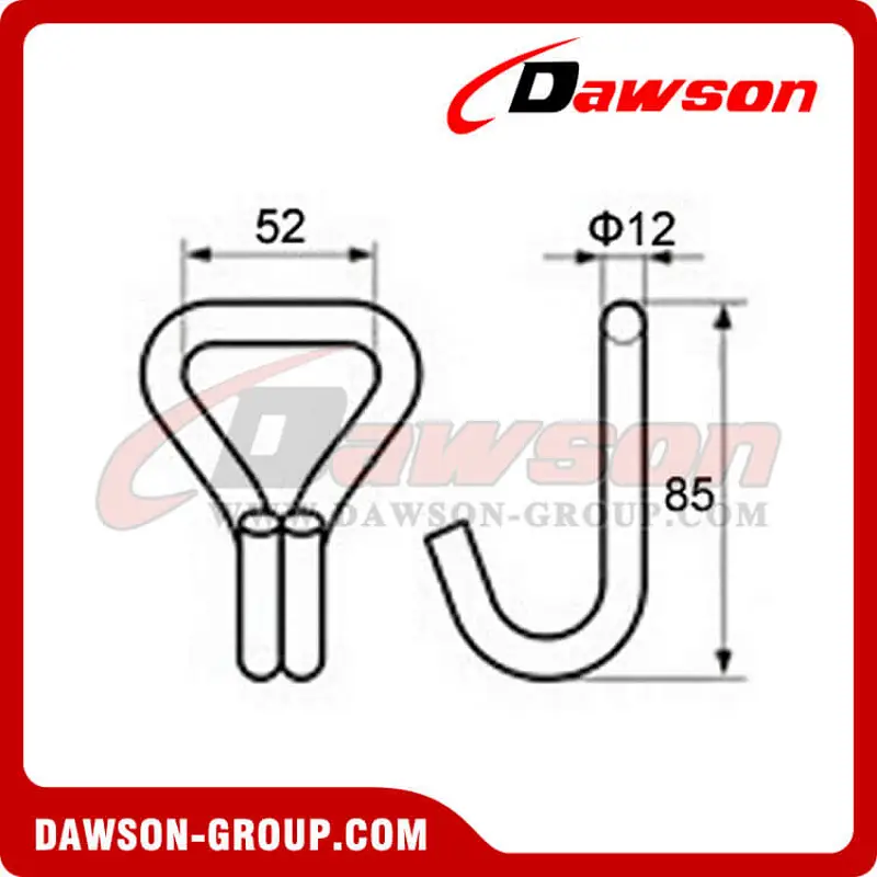 WH5000 BS 5000KG/11000LBS 2 inch Double J Hook