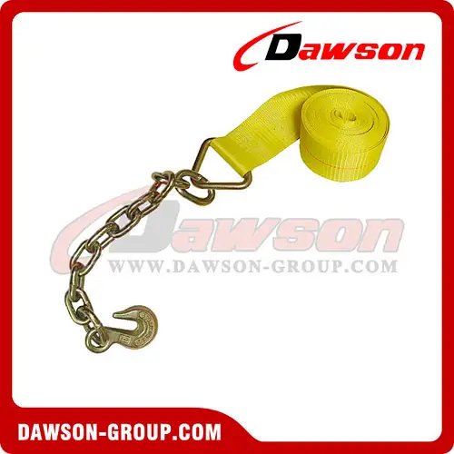 4 inch Winch Strap with Chain and Hook