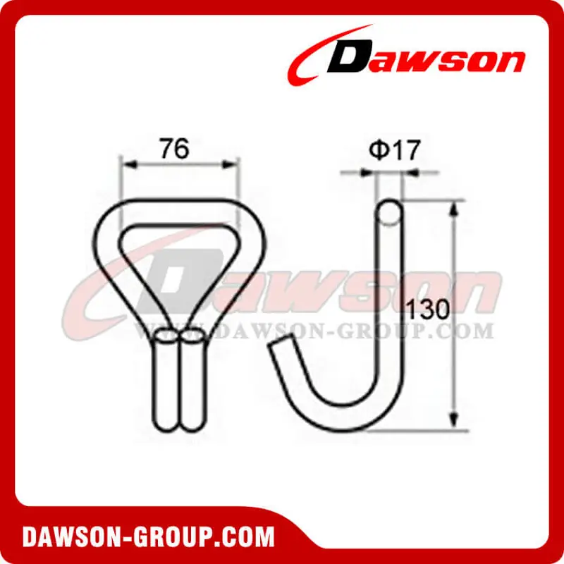 WH7500 BS 10000KG22000LBS 3 inch Double J Hook