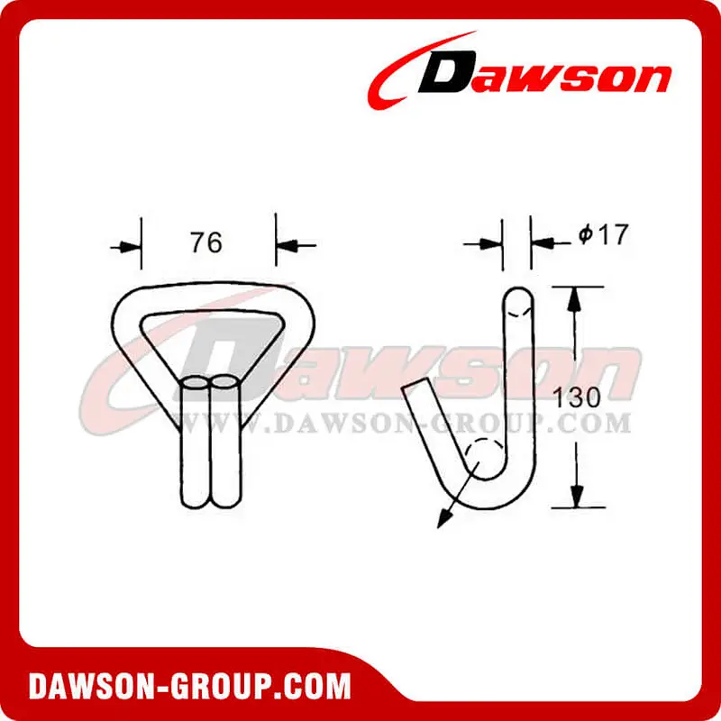 DSWH75101 B/S 10000KG/22000LBS 75mm Wire Hook