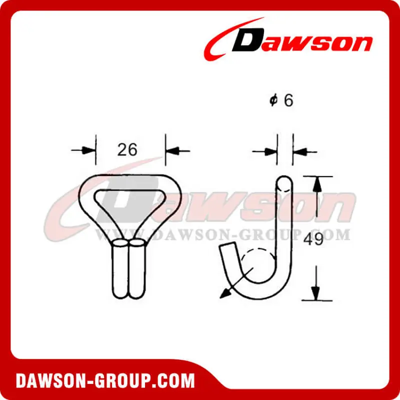 DSWH25081 BS 800KG  1760LBS Stainless Steel Double J Hooks