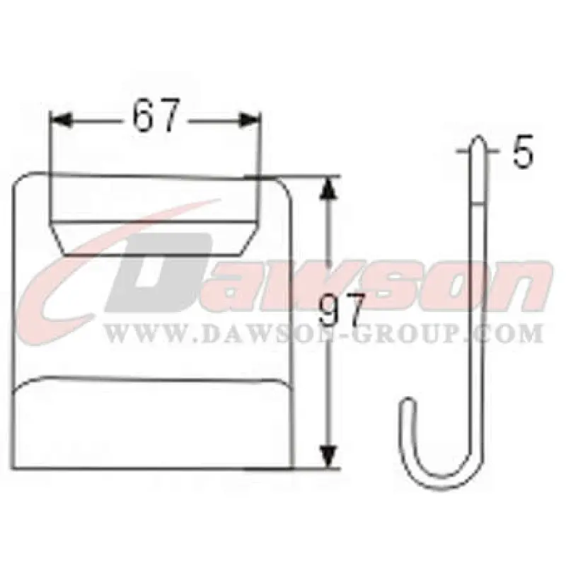 DSWH031 BS 8000KG / 17600LBS 75mm Black Powder Coated Flat Hooks