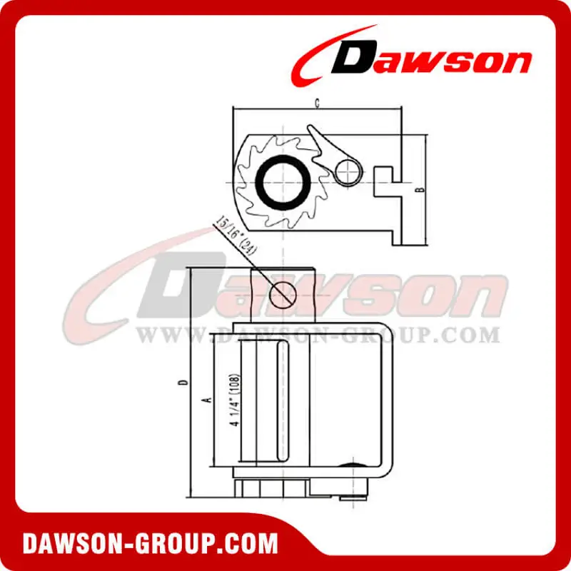 Double L Sliding Winch - Flatbed Truck Winches for Cargo Lashing Straps