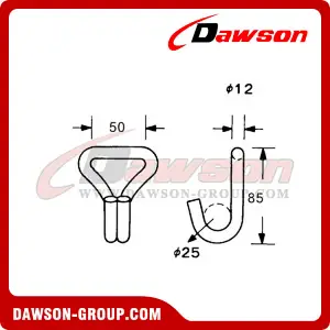 DSWH50501SS BS 3000KG / 6600LBS Stainless Steel Wire Hook, Double J Hook