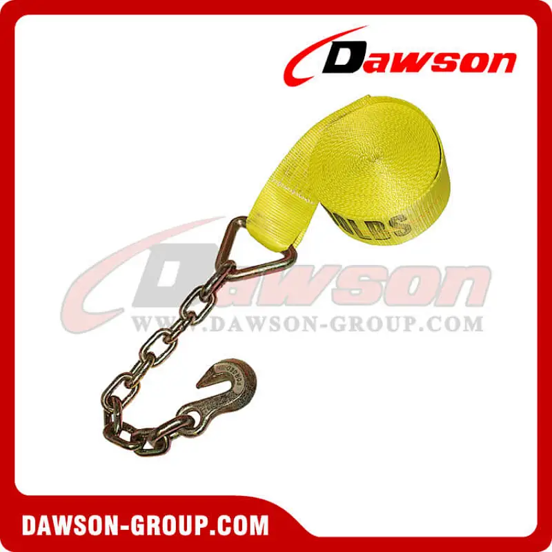 3 inch 30 feet Winch Strap with Chain and Hook