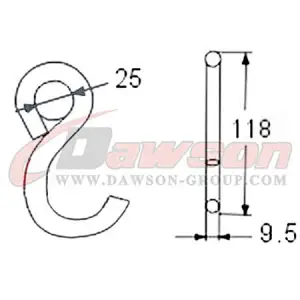 DSWHS006 BS 1300KG  2800LBS S Hook With Plastic Coating