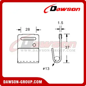 DSFH28151 B/S 1500KG/3300LBS Black Powder Coated Flat Hook
