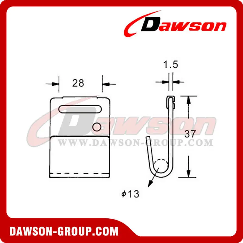 DSFH28151 B/S 1500KG/3300LBS Black Powder Coated Flat Hook