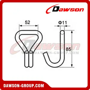 WH5004 BS 4000KG8800LBS 2 inch Double J Hook