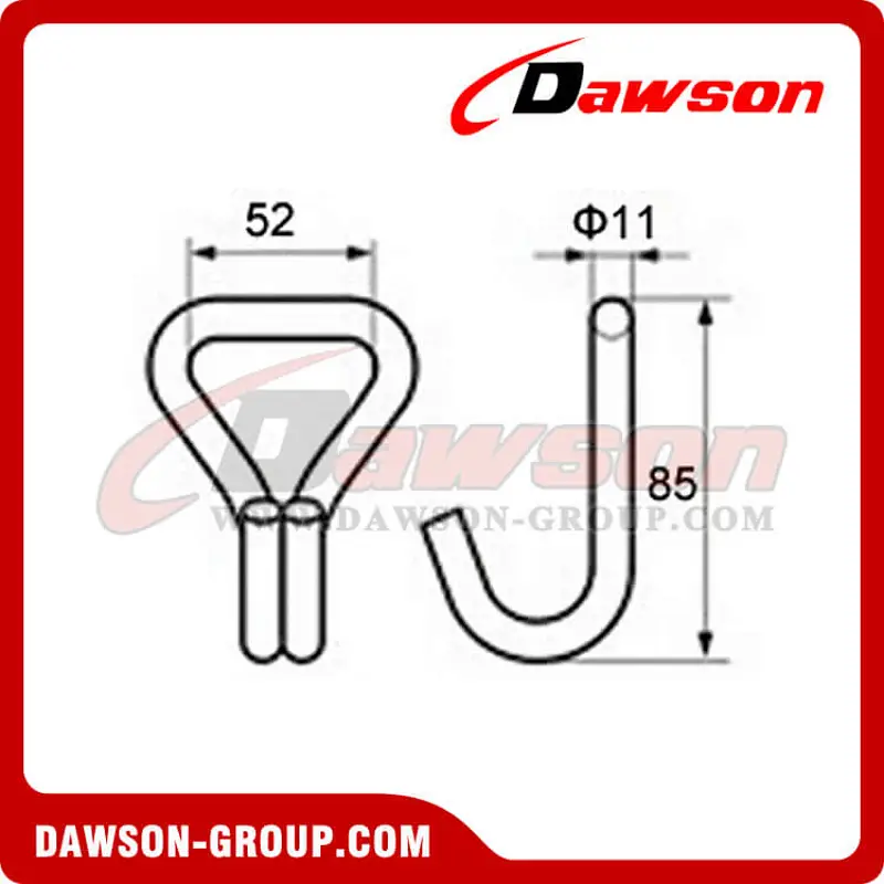 WH5004 BS 4000KG8800LBS 2 inch Double J Hook