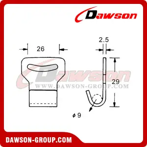 DSFH25081 BS 800KG1760LBS Narrow Flat Hook