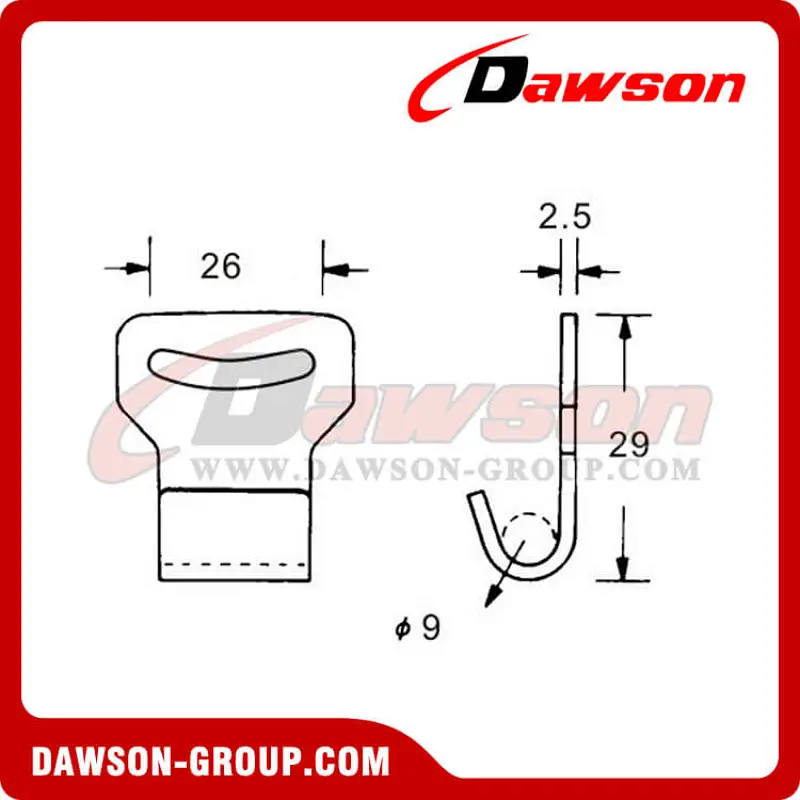 DSFH25081 BS 800KG1760LBS Narrow Flat Hook