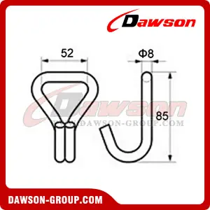 WH2800 BS 1500KG3300LBS 1 inch Double J Hook