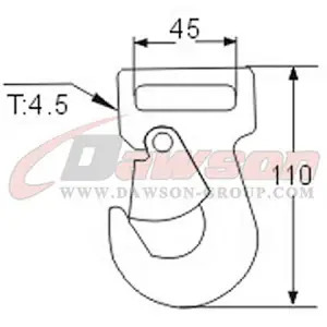 DSWH037 BS 2500KG / 5500LBS 45mm Forged Steel Metal Flat Snap Hook