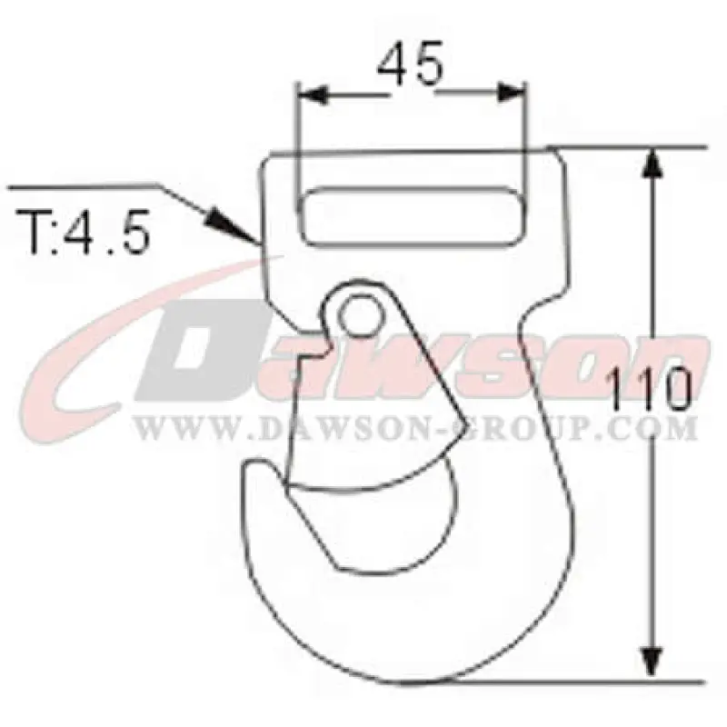DSWH037 BS 2500KG / 5500LBS 45mm Forged Steel Metal Flat Snap Hook