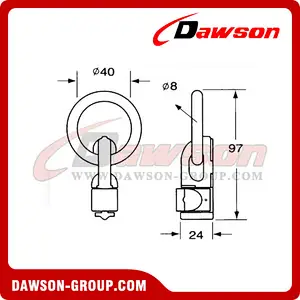DSFG40231 BS 2300KG5060LBS Double Stud Fitting With Pear Ring