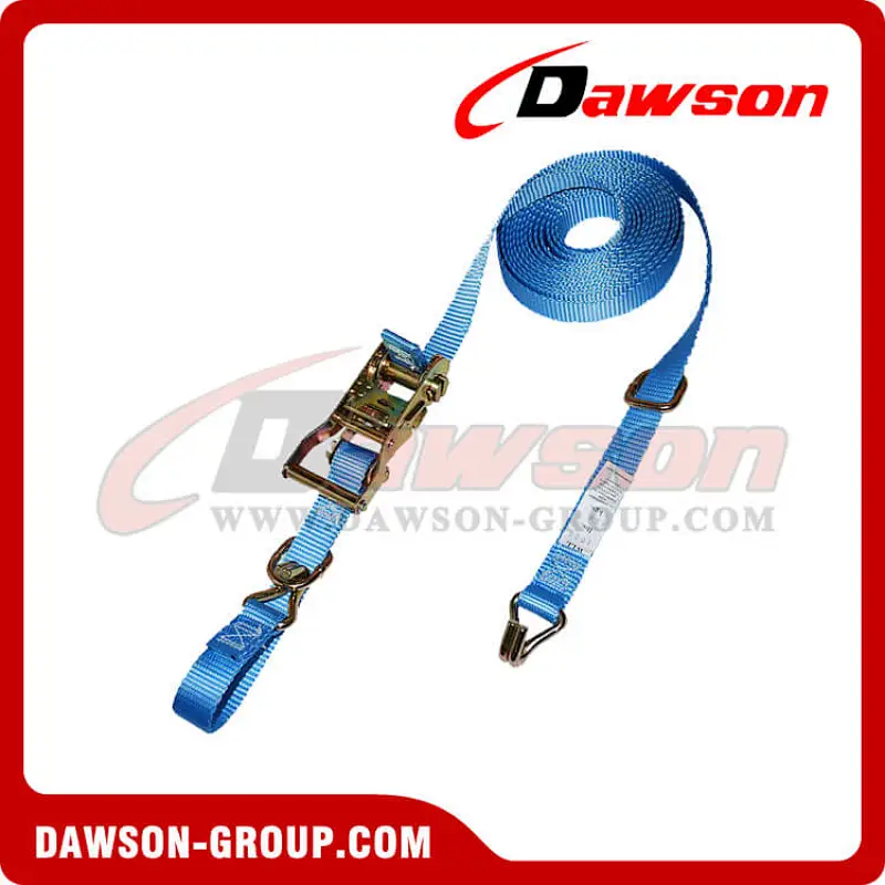 1 inch Heavy Duty Ratchet Strap with Wire Hooks and D-Rings